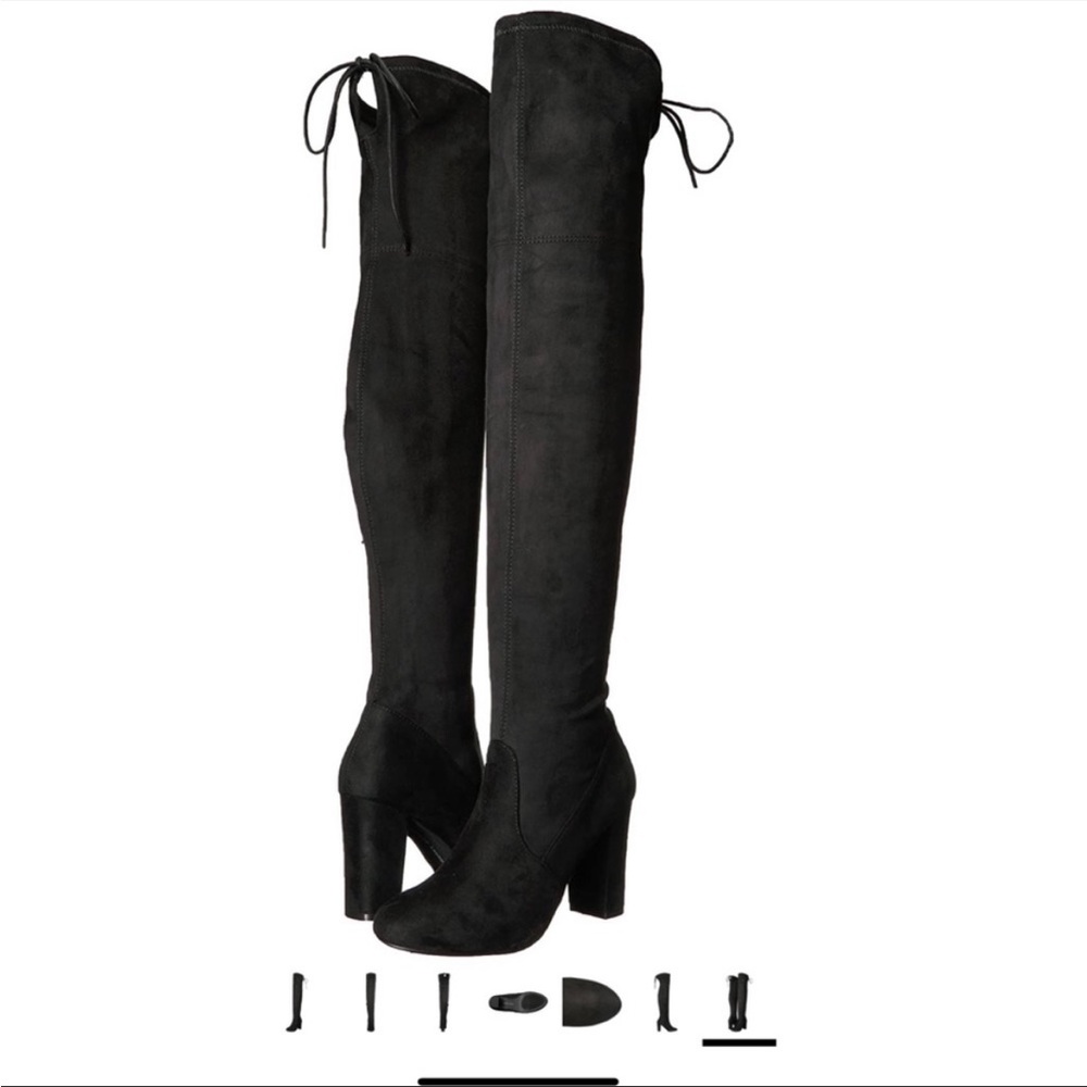 CHINESE LAUNDRY THIGH HIGH BLOCK HEEL BLACK BOOTS SIZE 8.5